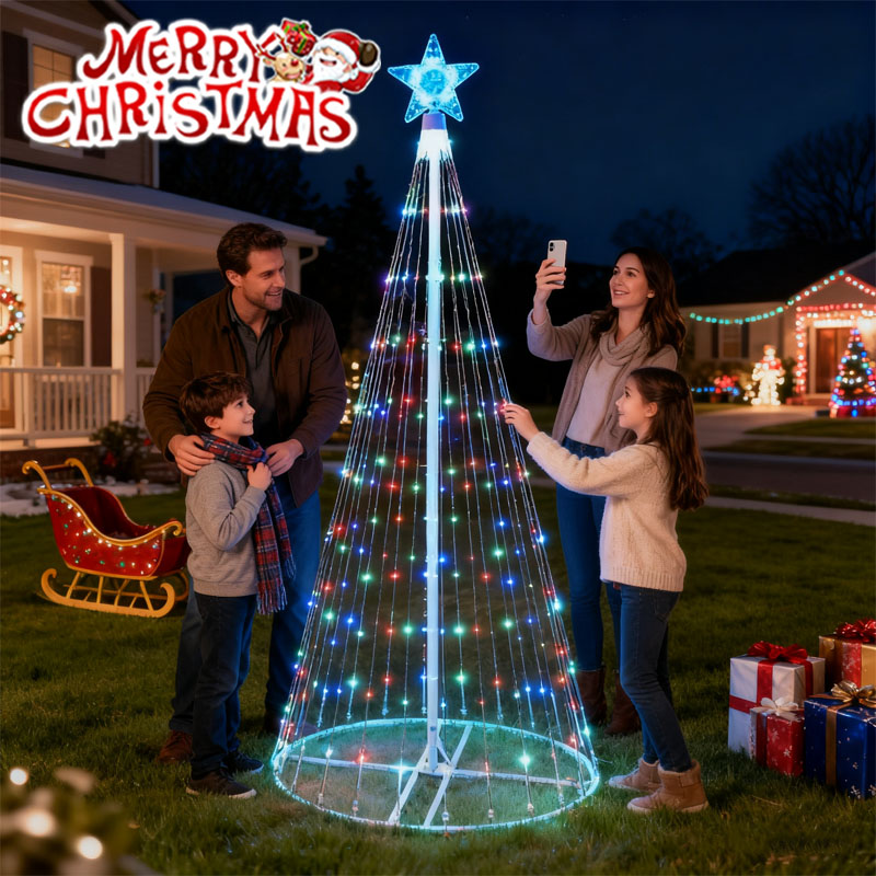 Outdoor Lighting Under Pergola - Solar-Powered LED Waterfall String Lights Christmas