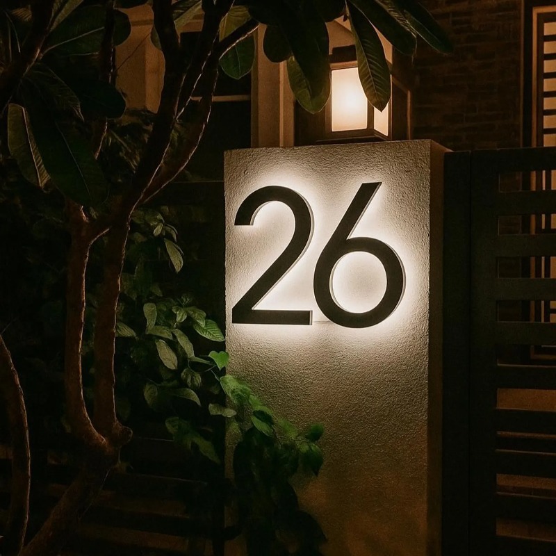 Outdoor Lighting For Front Of House - LED Modern House Numbers,Waterproof Outdoor Illuminated