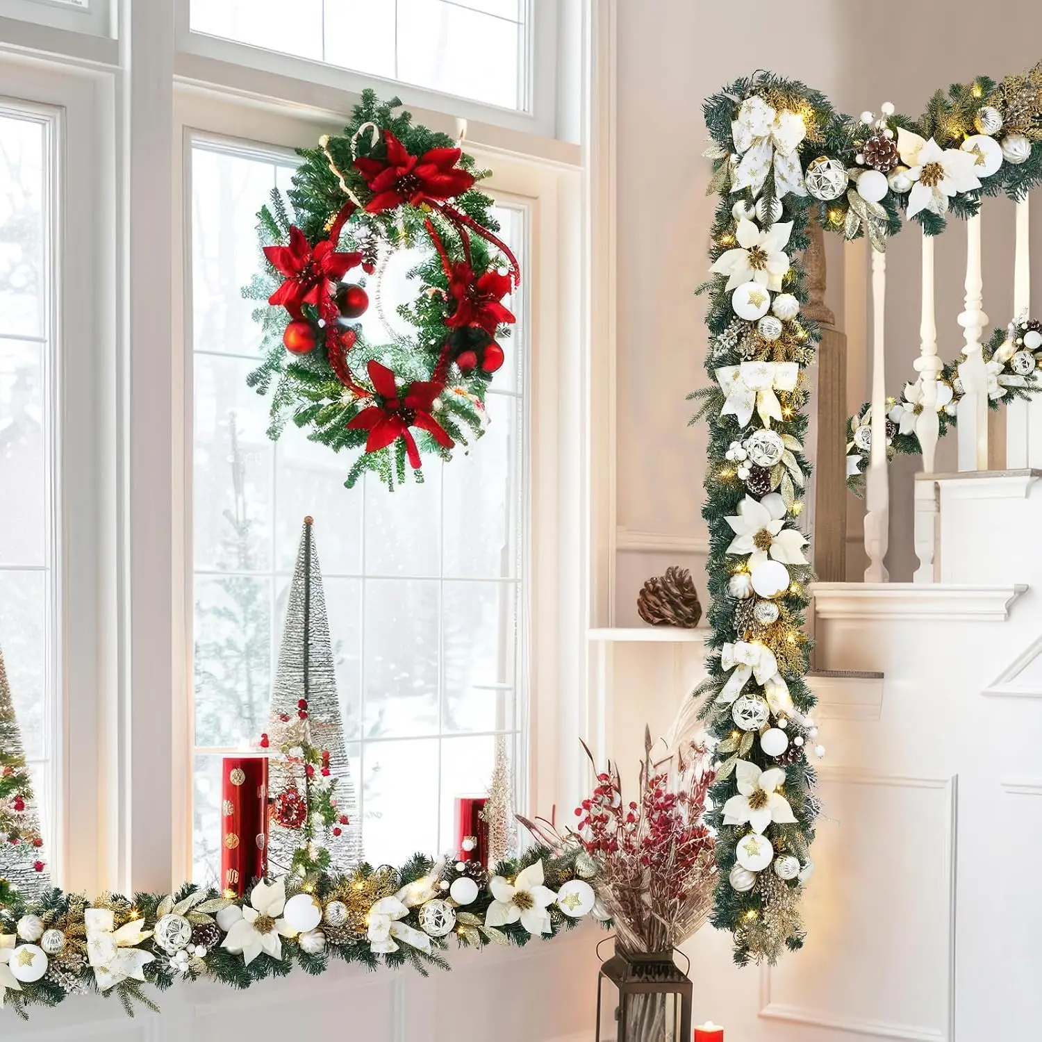 Outdoor Lighting Timer - Garvee 6ft Pre-Lit Christmas Garland Artificial