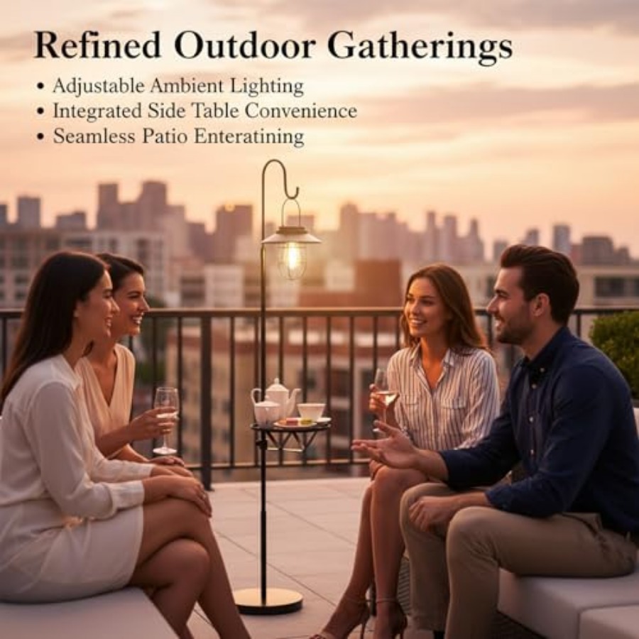 Solar Floor Lamp with Table, 6 - đánh giá và giá Outdoor Lighting Lamp