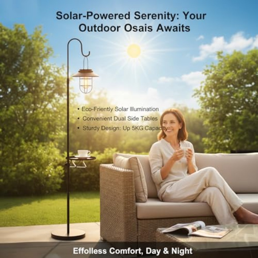 Solar Floor Lamp with Table, 6 - đánh giá và giá Outdoor Lighting Lamp