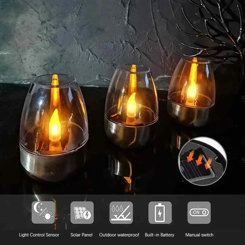 LED Solar Candles Light Flamel - đánh giá và giá Outdoor Lighting Under Pergola