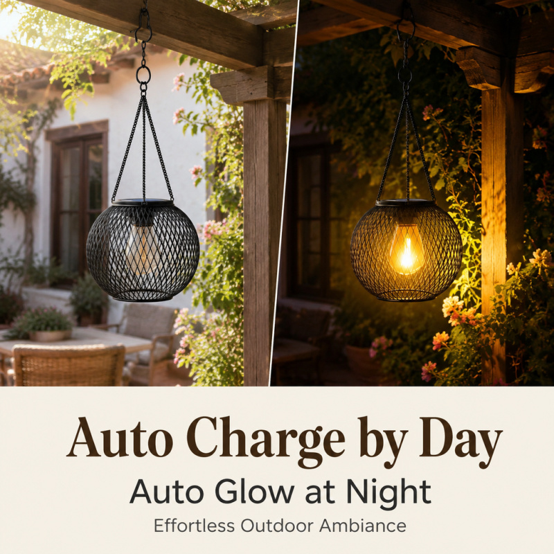Solar Powered LED Hanging Floo - đánh giá và giá Outdoor Lighting Under Pergola