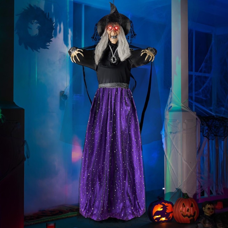 47'' Animated Witch Halloween  - đánh giá và giá Outdoor Lighting For Front Of House