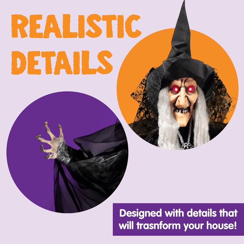 47'' Animated Witch Halloween  - đánh giá và giá Outdoor Lighting For Front Of House