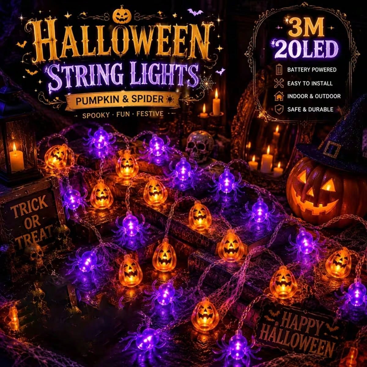 1PC Halloween Pumpkin 10/20 LE - đánh giá và giá Outdoor Lighting For Front Of House