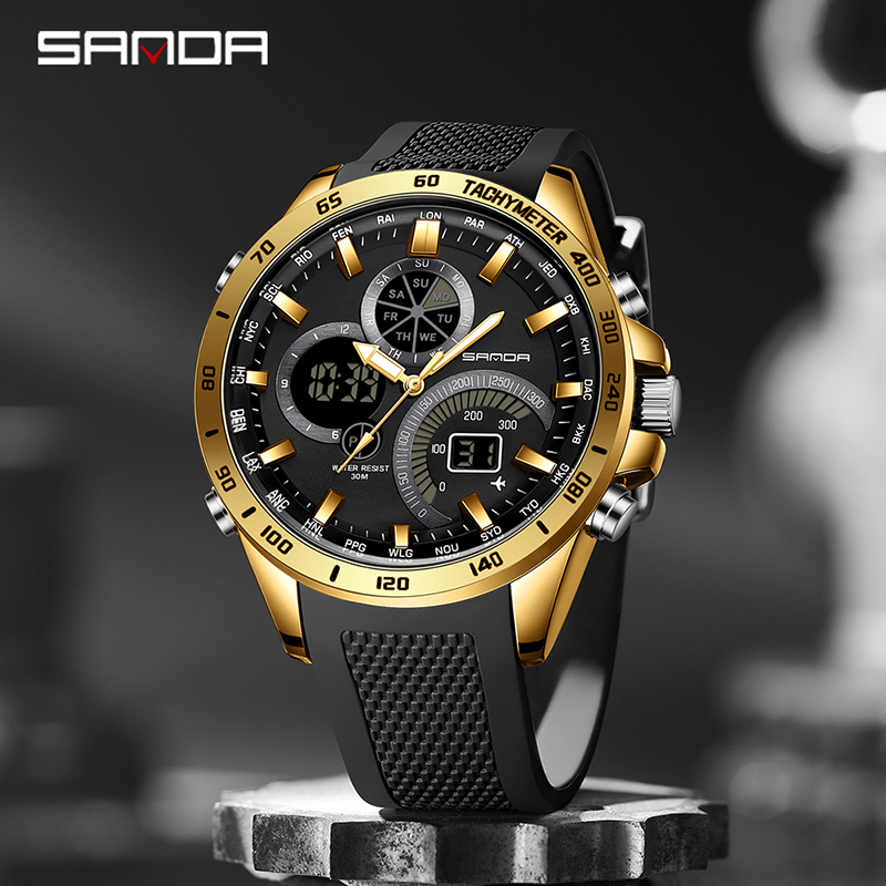 SANDA Men's Big Dial Digital W - đánh giá và giá Outdoor Lighting Timer