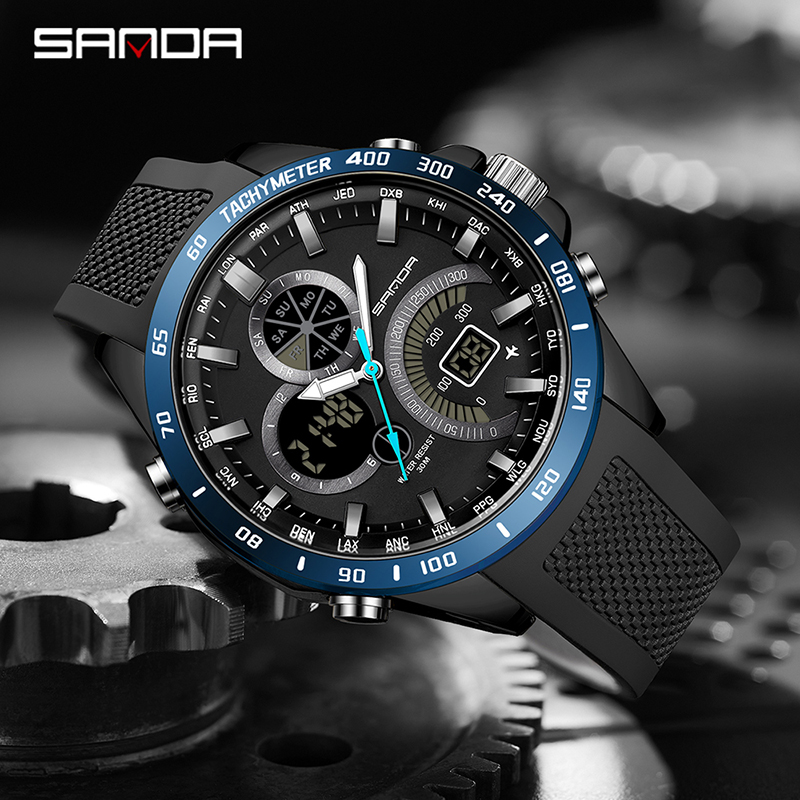 SANDA Men's Big Dial Digital W - đánh giá và giá Outdoor Lighting Timer